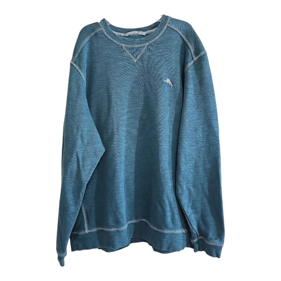 Tommy Bahama Trinidad Crew Sweatshirt XL Teal Pullover Long Sleeve - Picture 1 of 6
